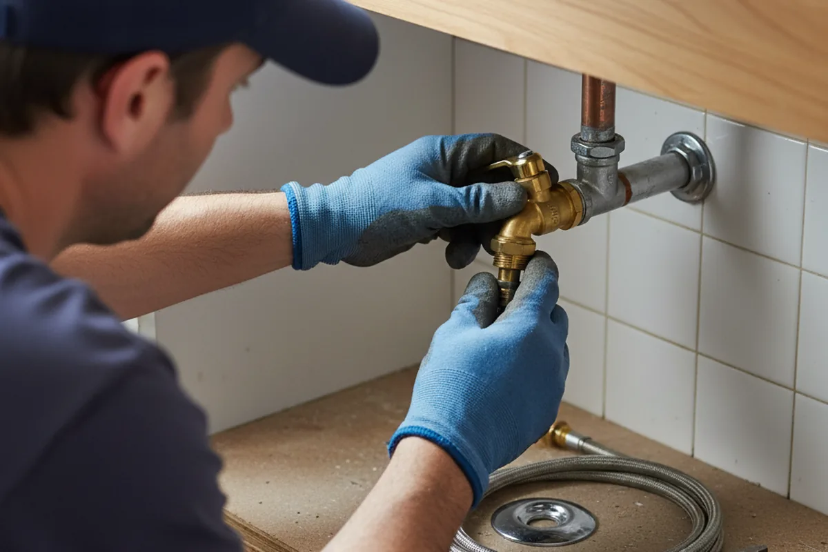Shutoff valve and fitting work during Burst Pipe Repair in New Boston